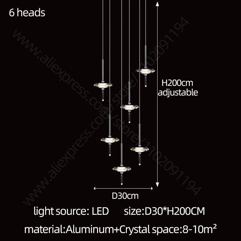 Luxury LED Chandelier – Designer Hanging Light Fixture for Staircases, Living Rooms & Modern Homes