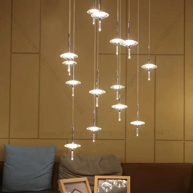 Luxury LED Chandelier – Designer Hanging Light Fixture for Staircases, Living Rooms & Modern Homes