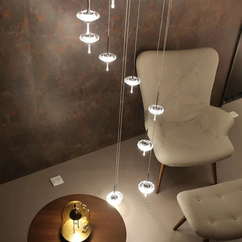 Luxury LED Chandelier – Designer Hanging Light Fixture for Staircases, Living Rooms & Modern Homes