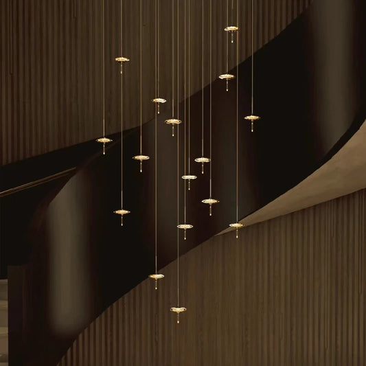 Luxury LED Chandelier – Designer Hanging Light Fixture for Staircases, Living Rooms & Modern Homes